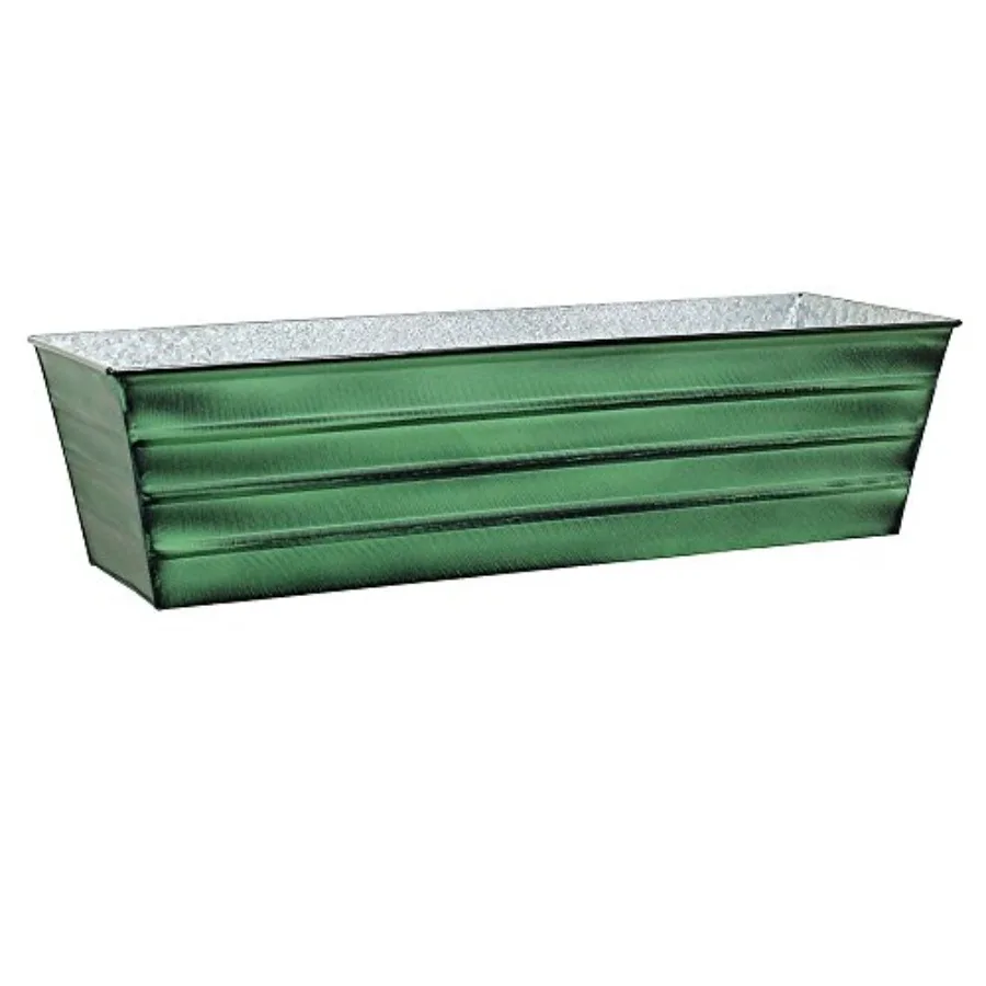 

Galvanized Window Flower Box Planter-Green-Large 35.5 L x 11 W x 9.5 D