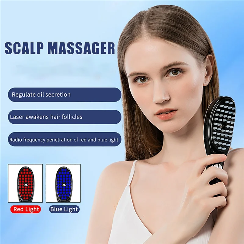 ABBN-Red Light Hair Brush, Multi-Functional Comb - 3D Massager For Head, Ultrasonic Vibration Atomization, Electric Hair Comb