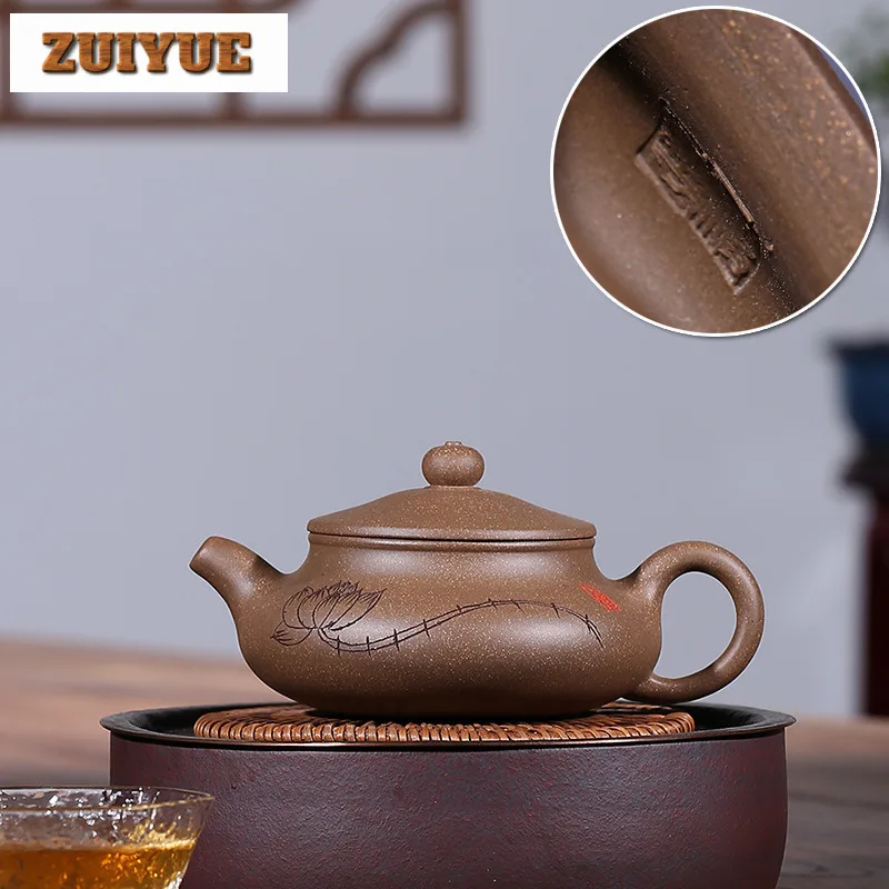 

250ml Retro Yixing Purple Clay Teapots Handmade Flat Drum Pot Raw Ore Steel Grey Mud Kettle With Filter Chinese Zisha Tea Set