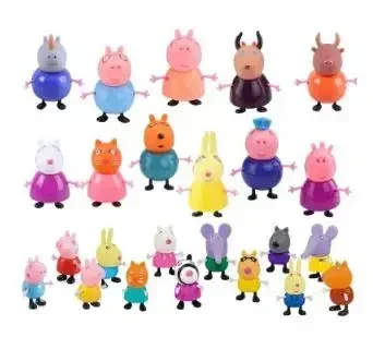 Peppa Pig-ピンクのおもちゃセット,アクション人形,ジョージと25人の友人,家族のおもちゃ,ママとパパ,アニメパーティーのおもちゃ,子供のためのクリスマスプレゼント