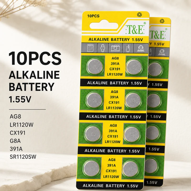 Button Cell Battery AG8 LR1120 391 SR1120 1.55V Coin Battery for Watch Toy Remote Control Replacement Cell Pack