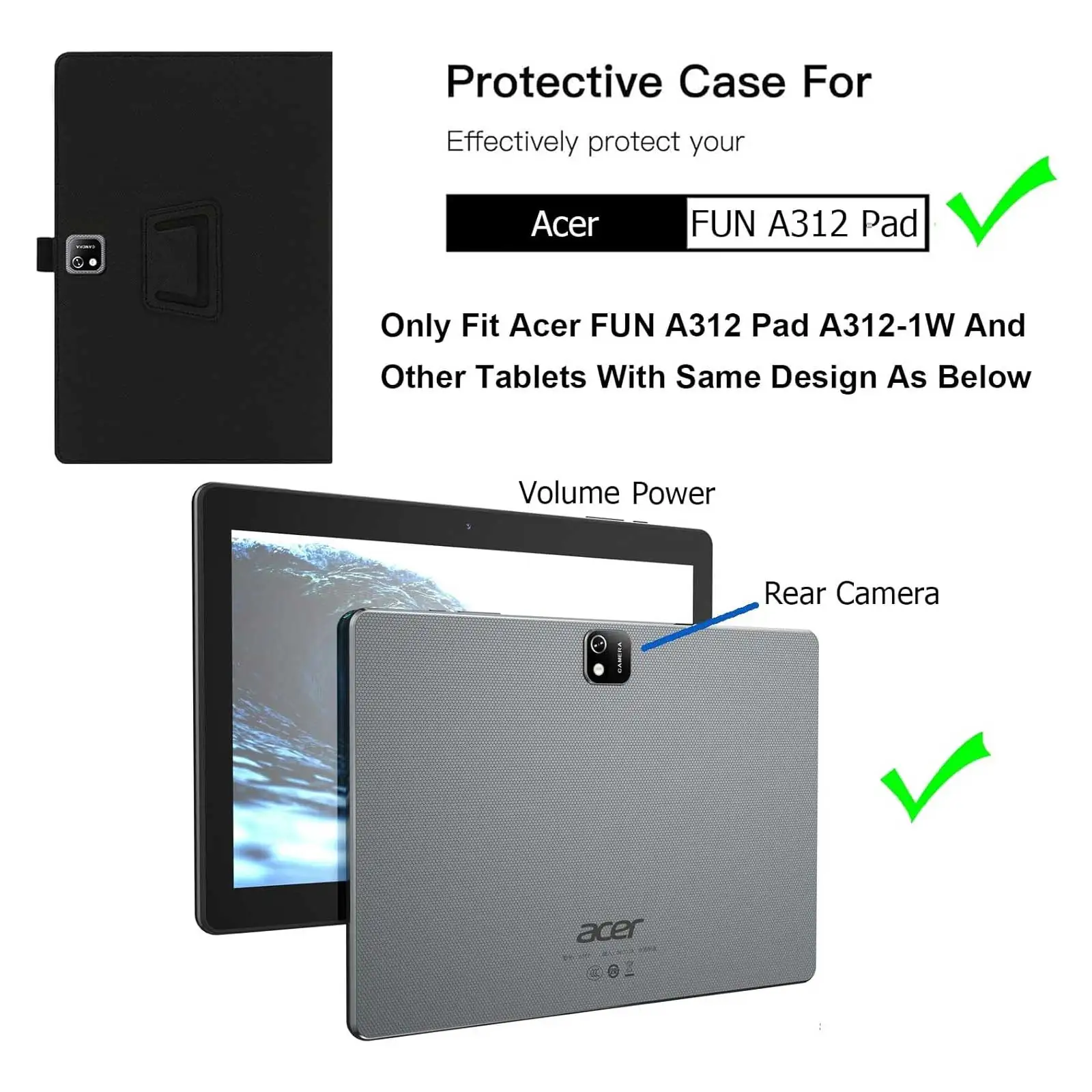 For Acer Fun A312 Skin-Feel Matte Tablet Case 10.1 Inch, Anti-Fingerprint Shockproof Slim Soft Touch Protective Cover