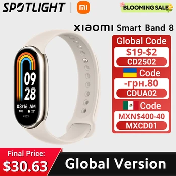 Wersja globalna Xiaomi Smart Band 8 Monitor tlenu we krwi 1,62-calowy ekran AMOLED 16 dni życia