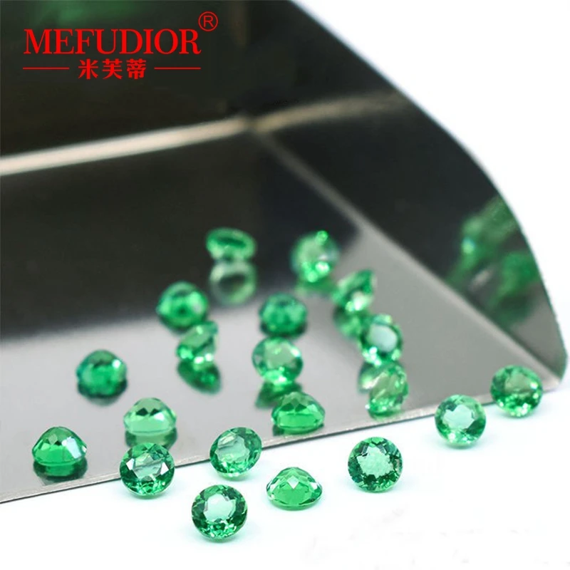 

Round Shape Lab-grown Columbia Emerald Gemstone 0.8-4.5mm Small Size Full Specification Lab Created Synthetic Loose Stones