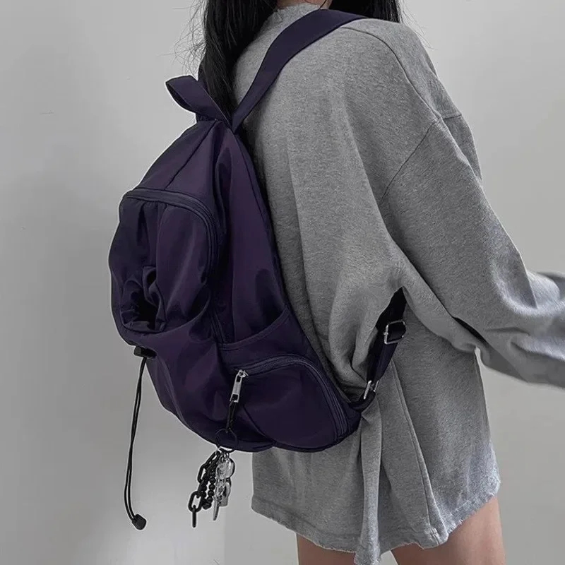 2024 New Casual Large Capacity Backpack For Women Purple Versatile Student Bag Fashionable And Personalized Backpack Travel Bag