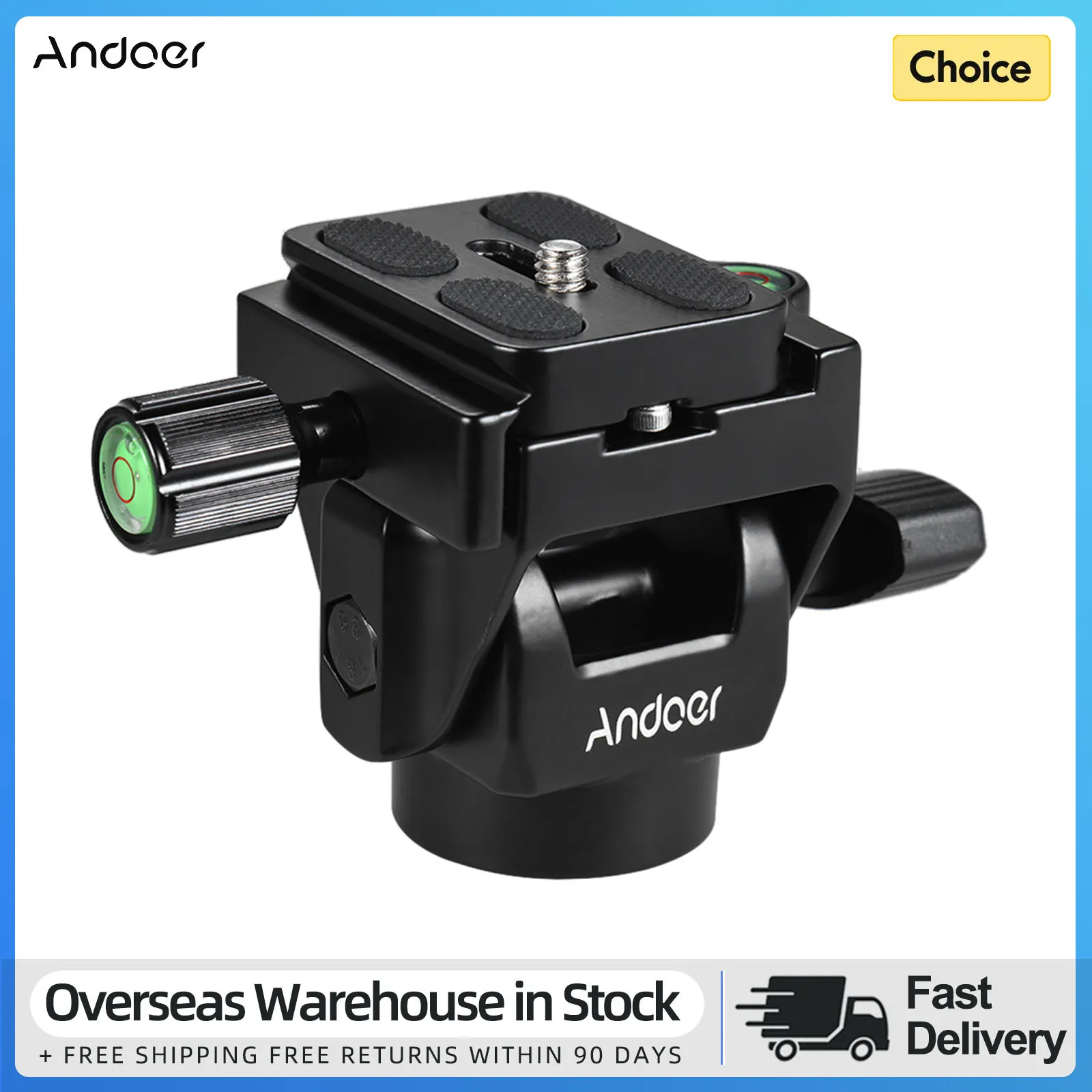 Andoer M-12 Monopod Tilt Head Panoramic Head Telephoto Bird Watching with Quick Release Plate Max. load 10kg for Camera Tripod