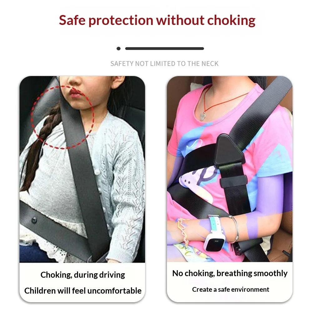 Children's Youth Polyester Car Seat Belt Harness Easy-to-Use Adjustable Anti-Snag Safety Restraint With Neck Protection