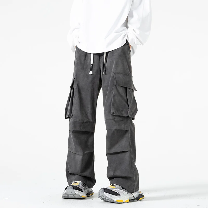 Tie Dye Cargo Pants Men Retro Pocket Casual Pants Men Japanese Streetwear Hip-hop Loose Wide Leg Pants Mens Vintage Trousers