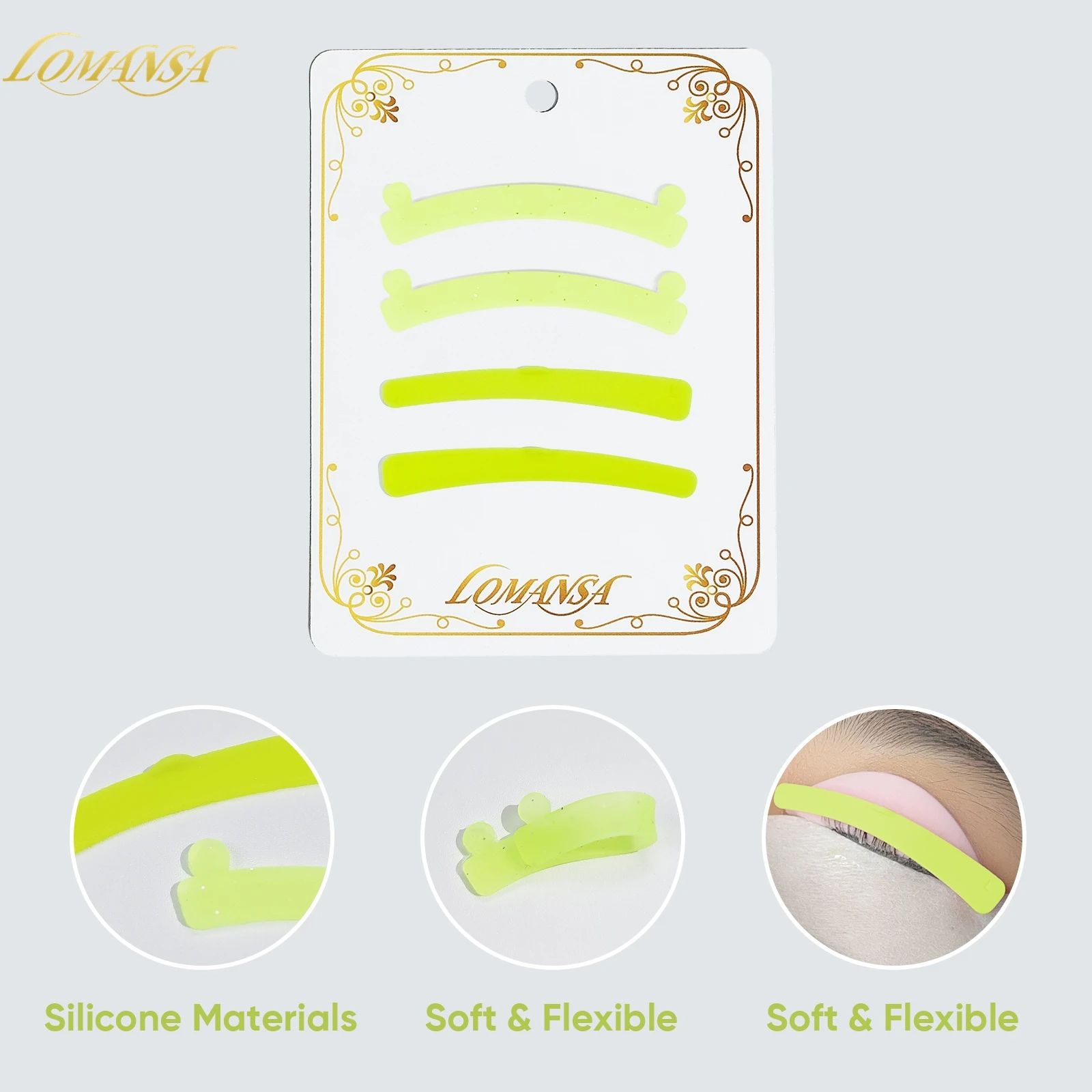 Lomansa 2 Pairs Silicone Eyelash Rods Ribbon Soft Colorful Lash Lift Ribbon Perm Multi-Functional Eyelash Lifting Makeup Tools
