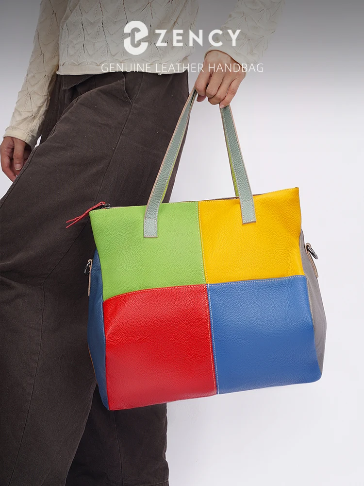 Women's Large Capacity Tote Bag for Laptop A4 File High Quality Genuine Leather Shoulder Crossbody Bag for Work Travel Shopper
