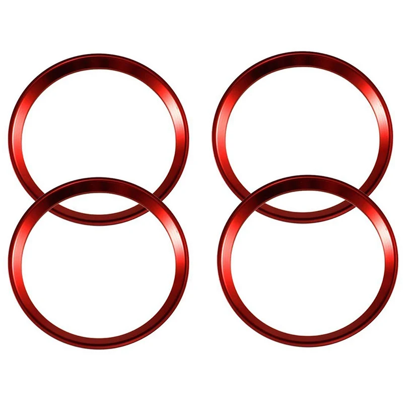 4 Pieces Red Alloy Car Wheel Rim Center Cap Hub Rings Decoration For BMW X1 X3 X5 1 3 5 6 7 Series-N29R