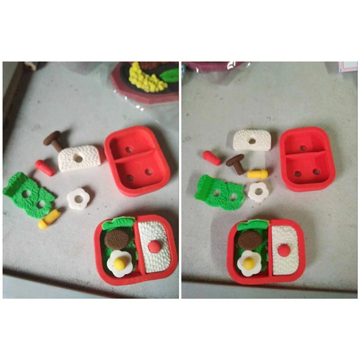 

12Pcs Creative Snacks Eraser Cartoon Food Shape Colors Easy Erase Stationery Kids Students Novelty Pencil Eraser Gift