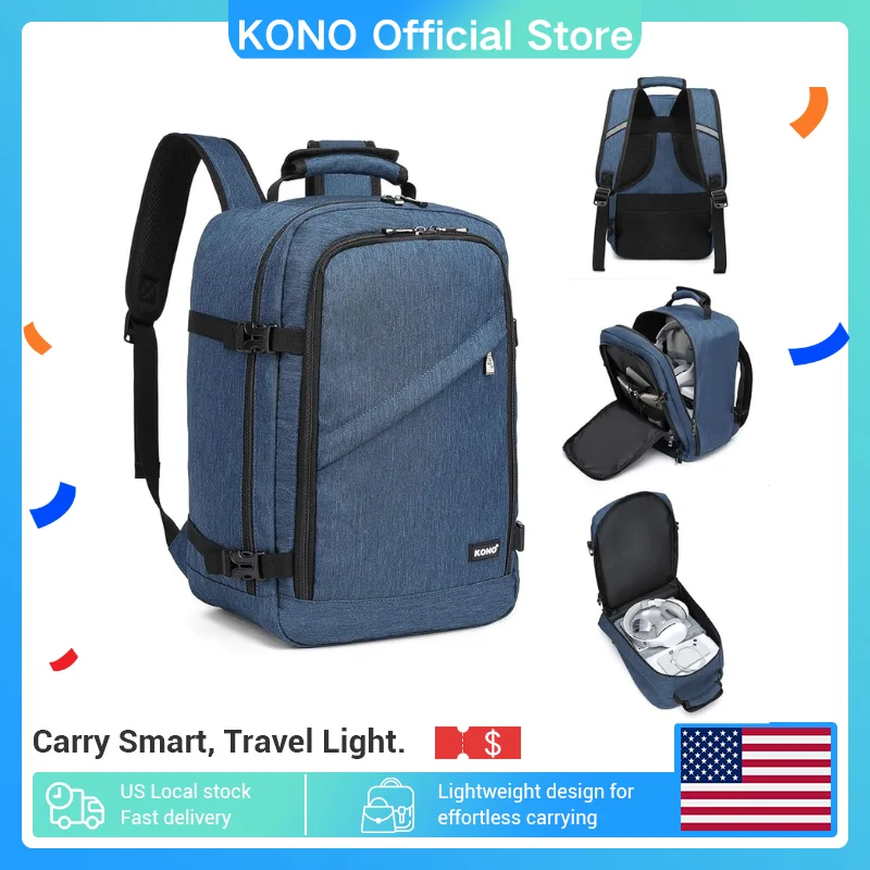 Kono-mochila de transporte Easyjet, bolsa de cabina de 40x25x20cm, equipaje de mano debajo del asiento de viaje, tamaño de cabina para aviones, 20l