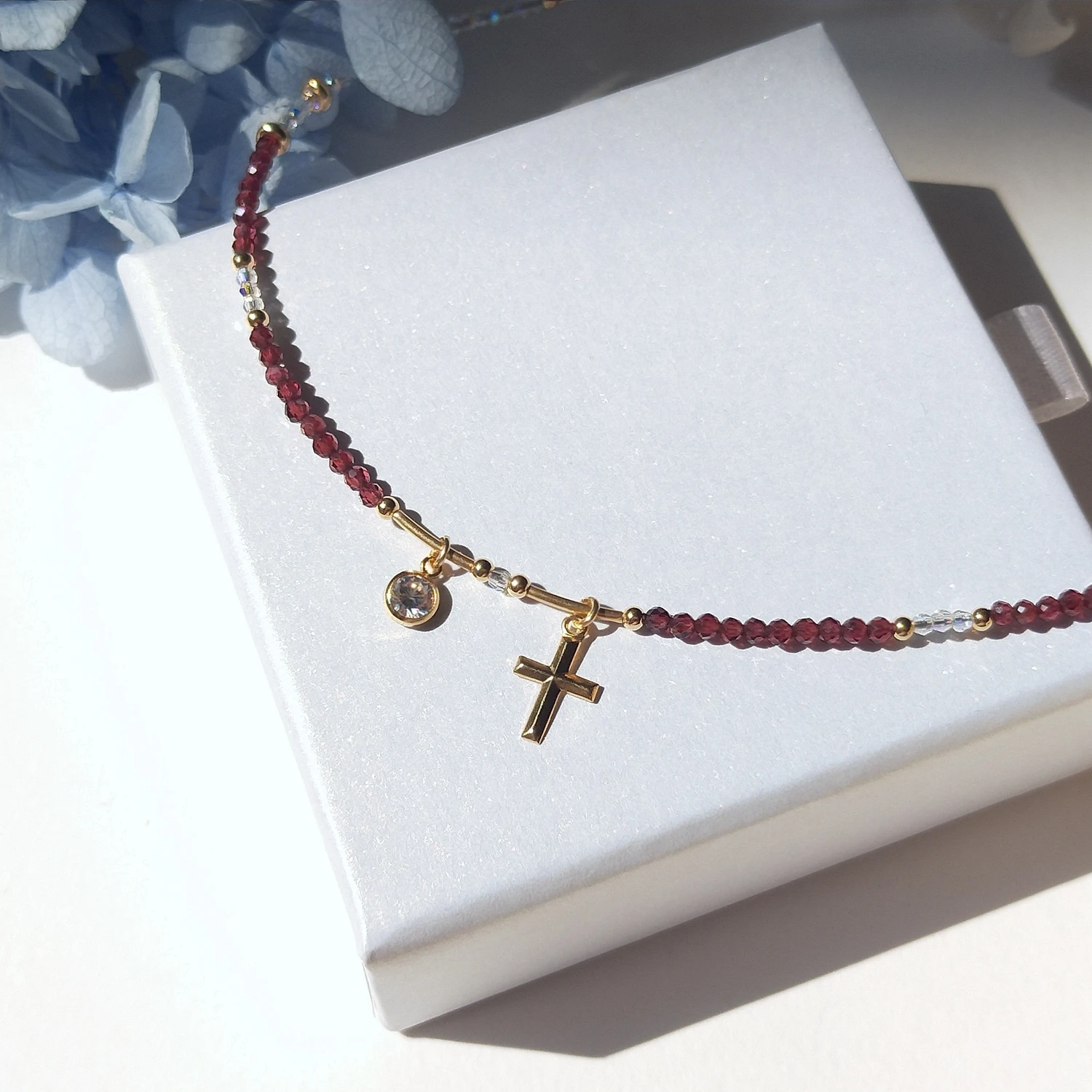 Lii Ji Natural Multi Stone 2mm Tiny Pendants Sparkling Choker Necklace Fashion Bohe Jewelry For Female