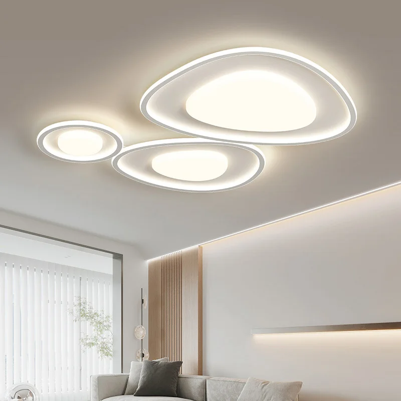 Modern Simple Cloud Ceiling Light Pebble Creamy Bedroom LED Ceiling Lamp Living Room Eye Protection Indoor White Lighting Decor