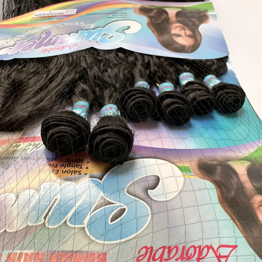 حزم الشعر الاصطناعية الفرنسية الضفيرة الكلاسيكية موجة عميقة مقاومة للحرارة مع متانة ممتازة حزمة نسج الشعر الصيف 6 قطع