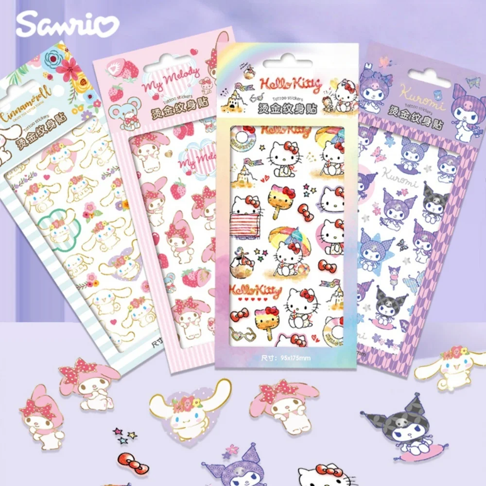 Genuine Sanrio Temporary Tattoo Stickers Hello Kitty Kuromi My Melody Cinnamoroll Waterproof Body Art Decor Teens Toys Gifts