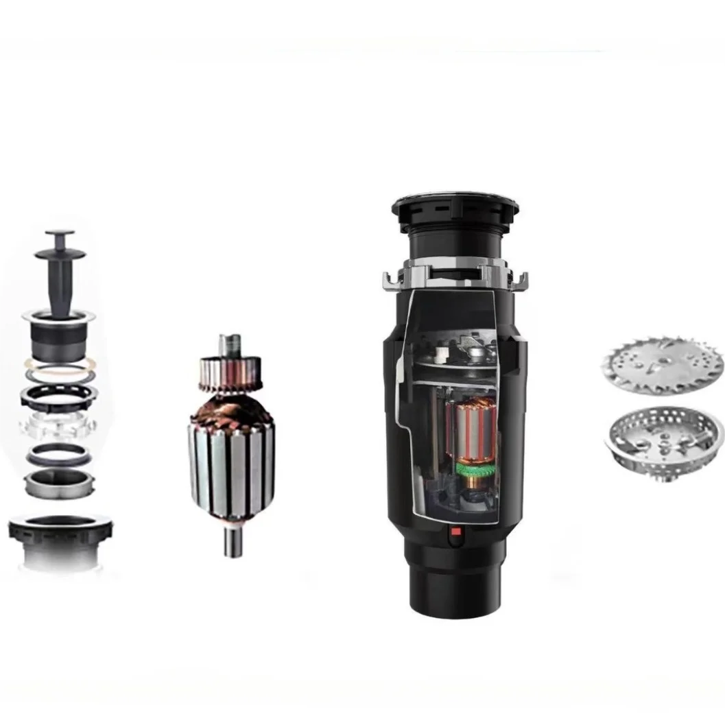 Eco-Friendly Stainless Steel Continuous Feed Electric Food Waste Disposal Kitchen Sink Overload Protector Garbage Disposals