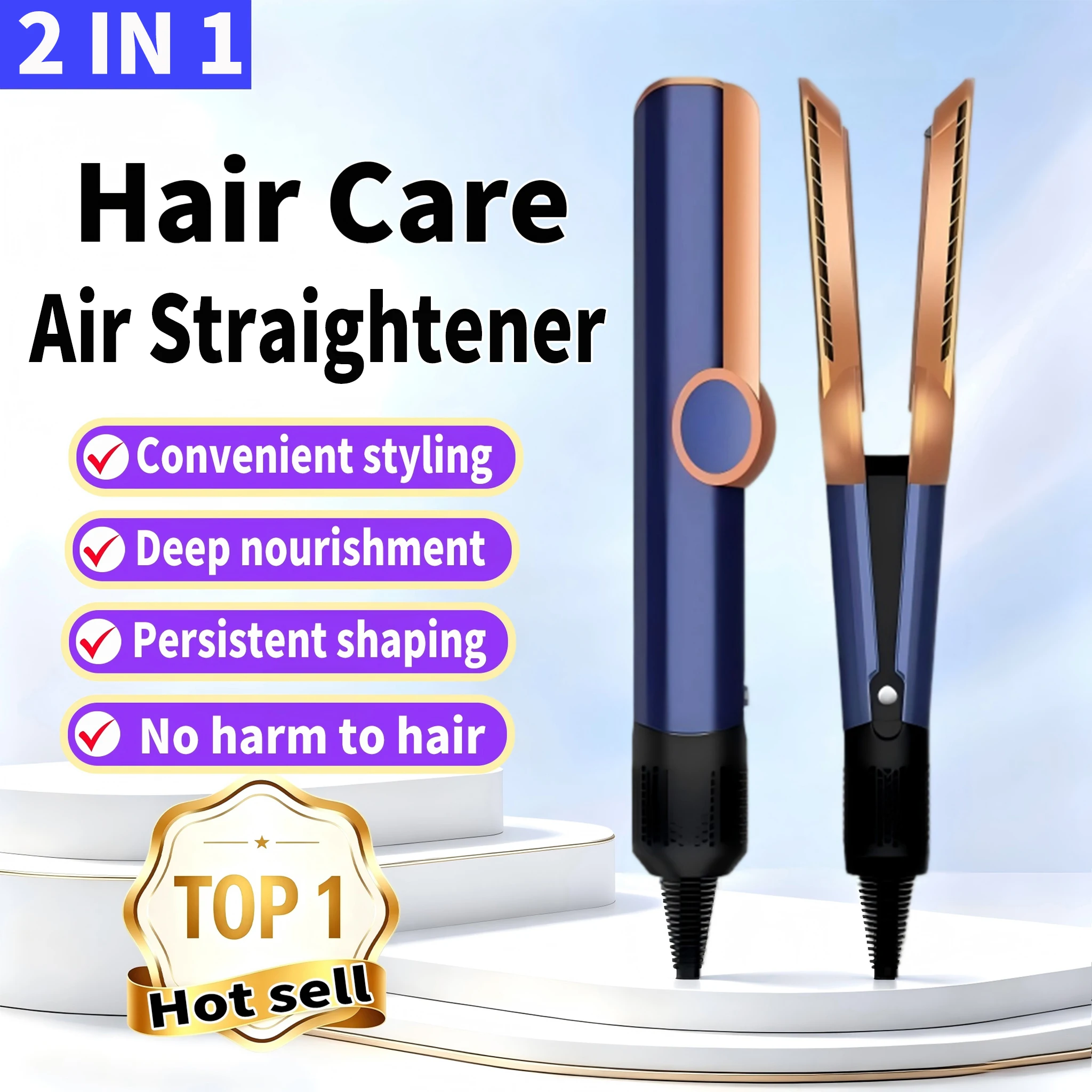 SenCiciMen 2-IN-1 Hair Straightener Hair dryer Negative Ion Flat Iron for Less Frizz Shiny & Smooth Hot Styling Tools  for Wigs