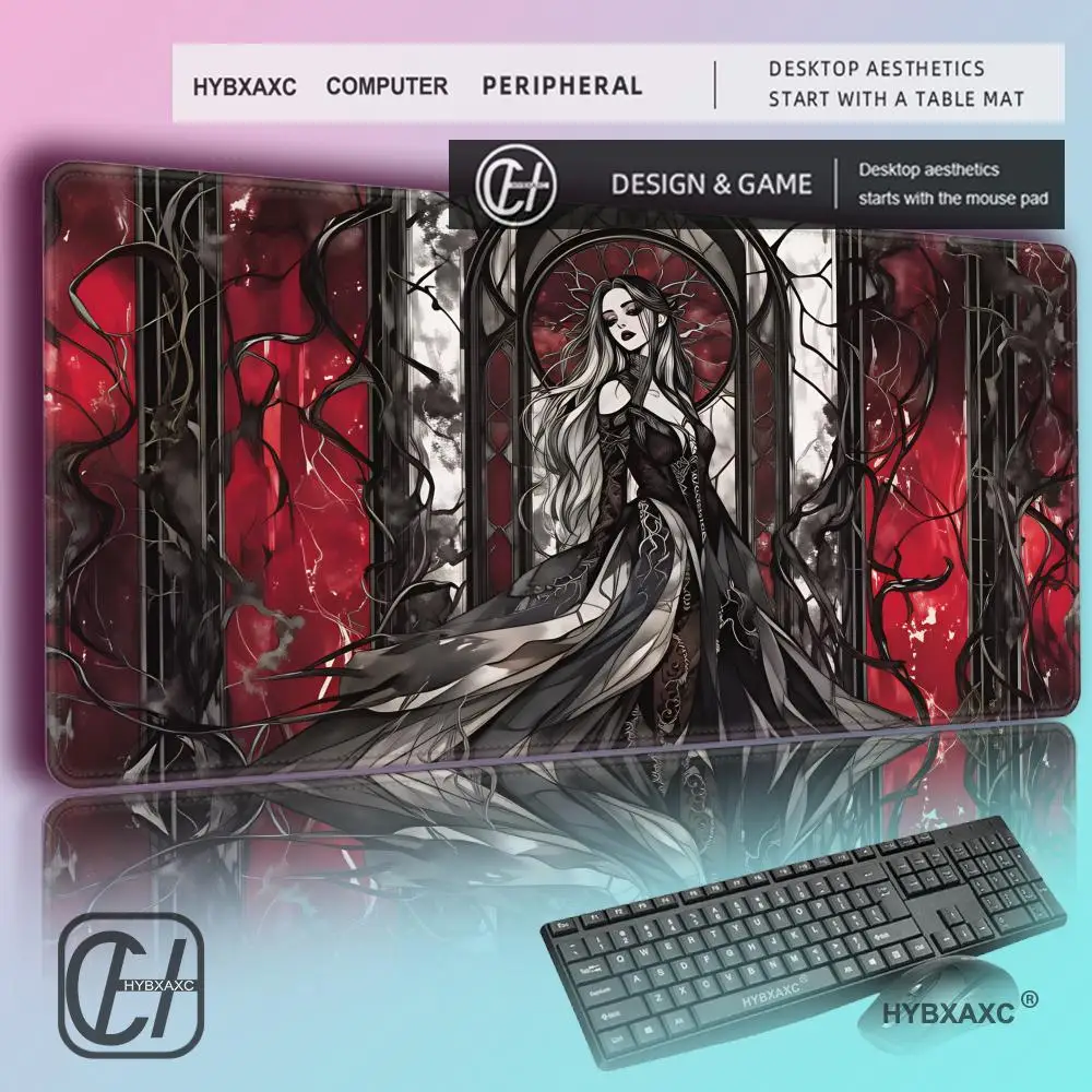 

HYBXAXC Dark Queen Mouse Pad Magic Party Game Mat Durable Rubber for MTG & TCG Games Mousepad Offices Desk Mats Friendly Desi