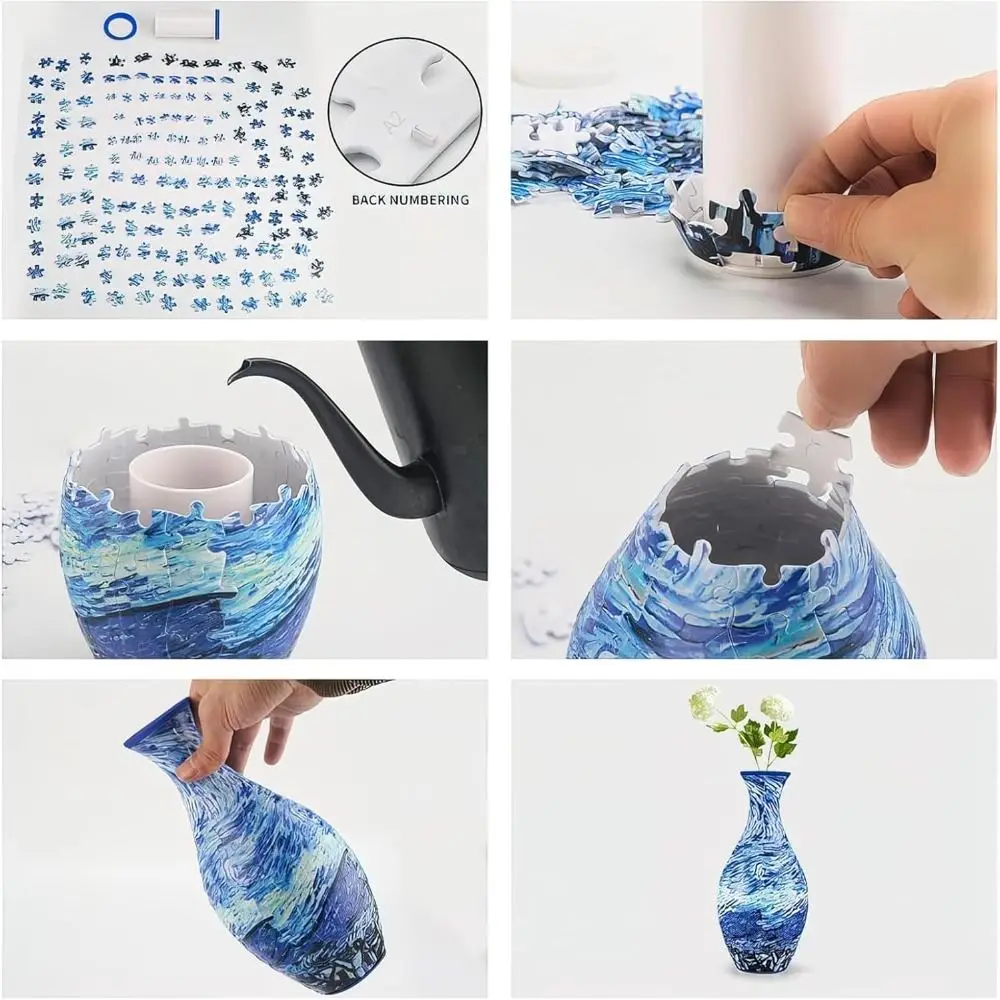 160 Curved Plastic Puzzle 3D Puzzlef Flower Vase DIY Arts Flower Arrangements 3D Art Puzzle Vase Housewarming Gift Puzzle Kit