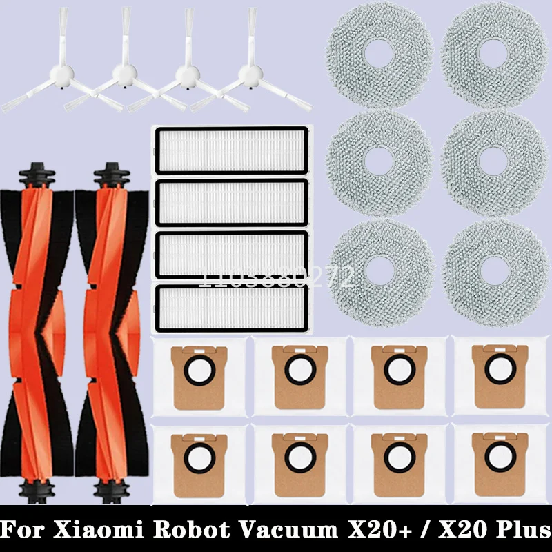 

For Xiaomi Robot Vacuum X20 + / X20 Plus Parts Accessories Main Side Brush Hepa Filter Mop Cloth Dust Bag Replacement