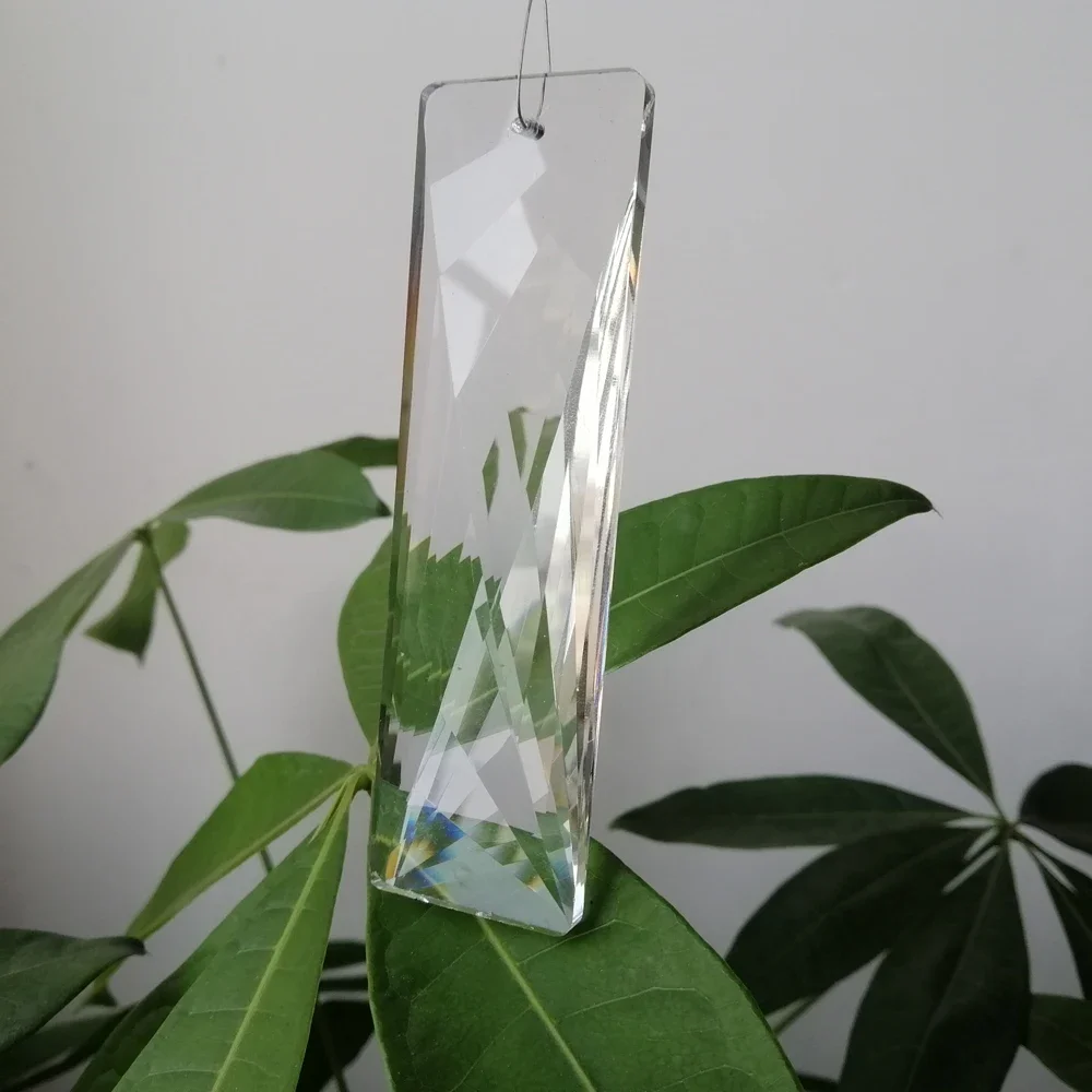 2PCS 30*100mm 1 Hole Long Faceted Rectangle Glass Crystal Pendant Chandelier SunCatcher Prisms Parts Wedding Home Decor