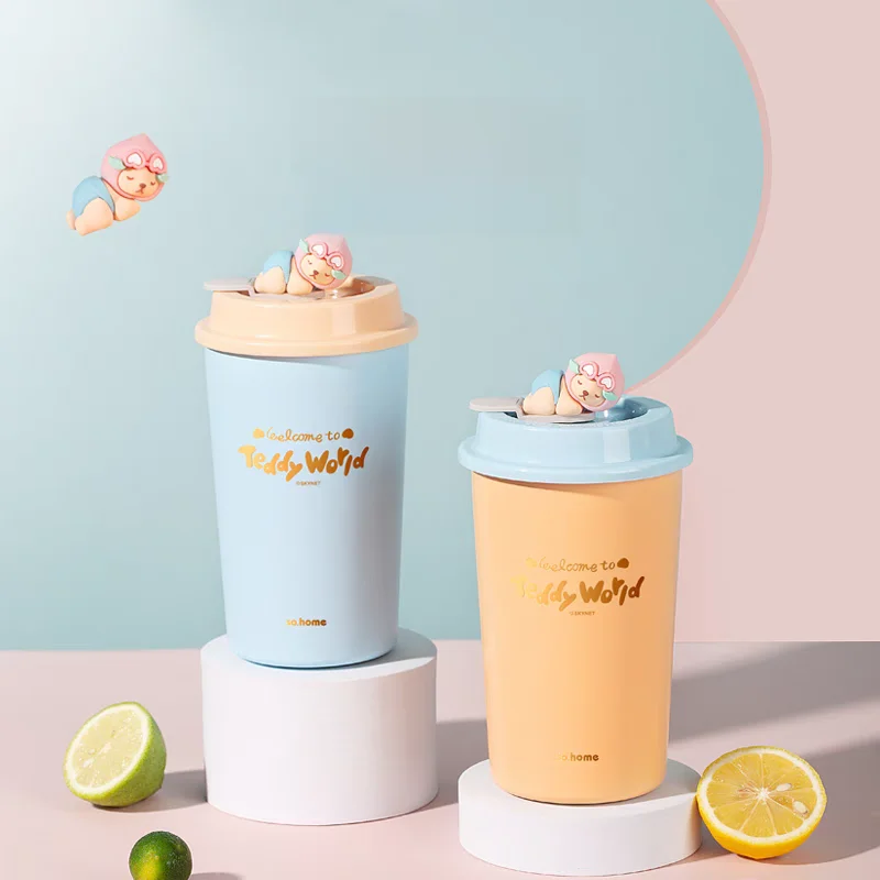 

Sohome Teddy Treasure Water-Tight Peach Warm Hand Cup Stberry Bear Glass St Cup Breakfast Cup Heat Resistant Cold Water...