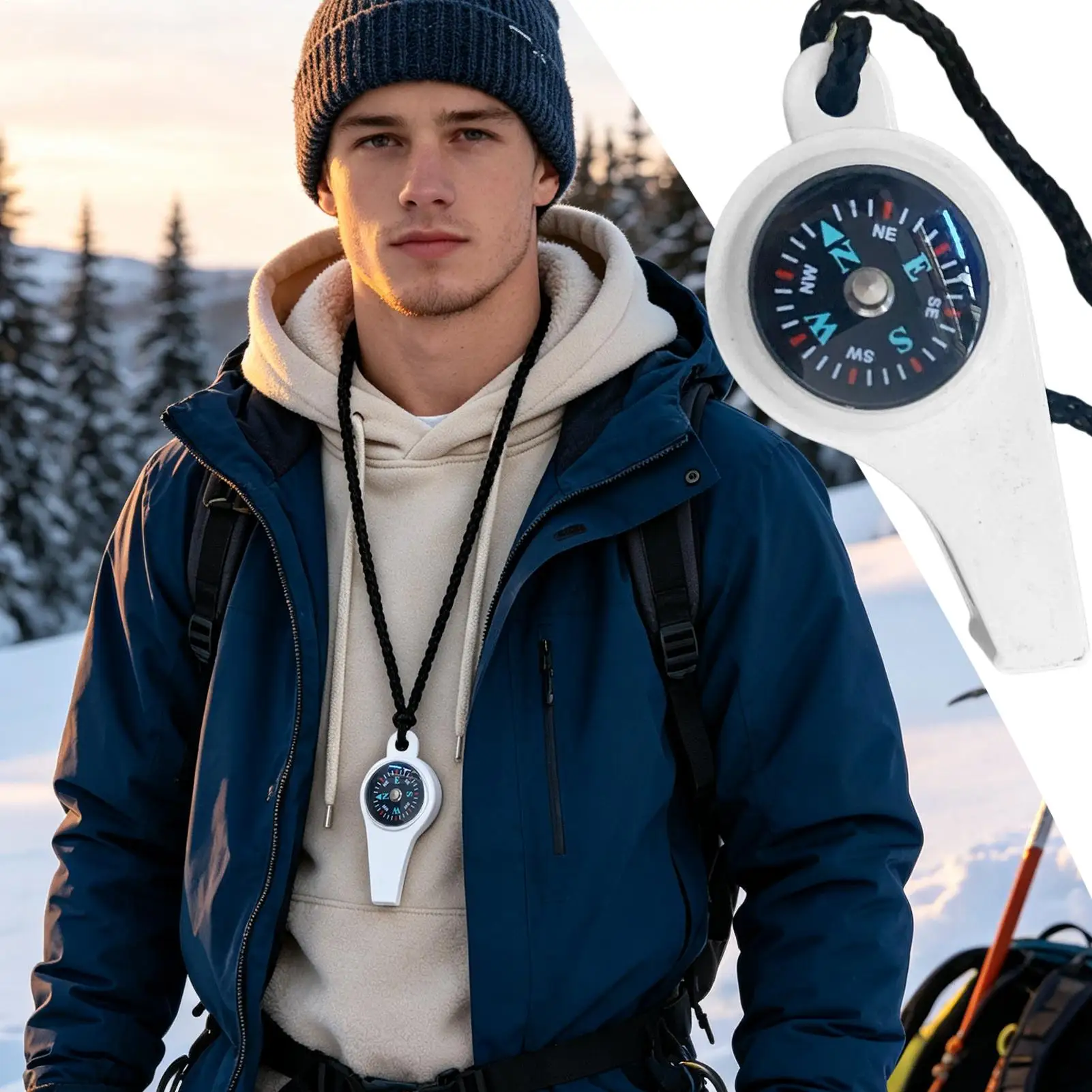 Safety Whistle Multi-Functional Loud Waterproof Compass Gear Portable Safety Survival Whistle For Outdoor Hiking Hunting Fishing