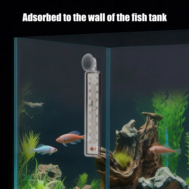 Aquarium Accurate Thermometer Easy-To-Read Fish Thermometers Sucking Cup Monitors Terrarium Temperature Meter