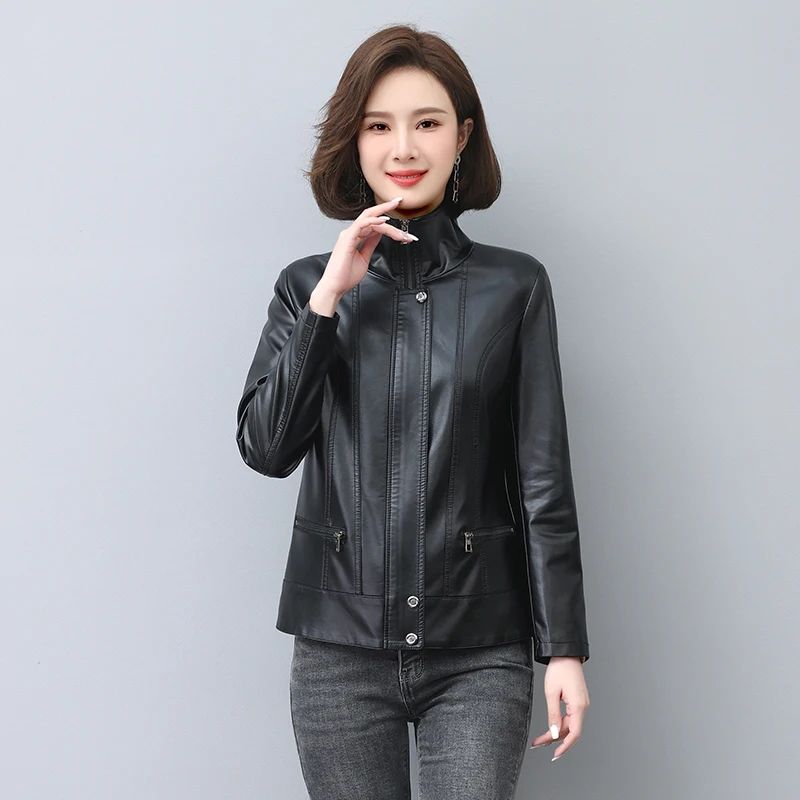 เสื้อโค้ทหนังแท้ Haining สำหรับผู้หญิง รุ่น ort Sle 2025 ฤดูใบไม้ผลิ/ฤดูใบไม้ร่วง หนังวัวแท้ ไซส์ใหญ่ เสื้อคลุมกันหนาว