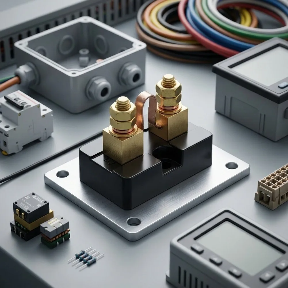 FL15 20A Shunt with Copper Shunt Strip and Brass Hardware for Compatibility with Standard Terminal Connections