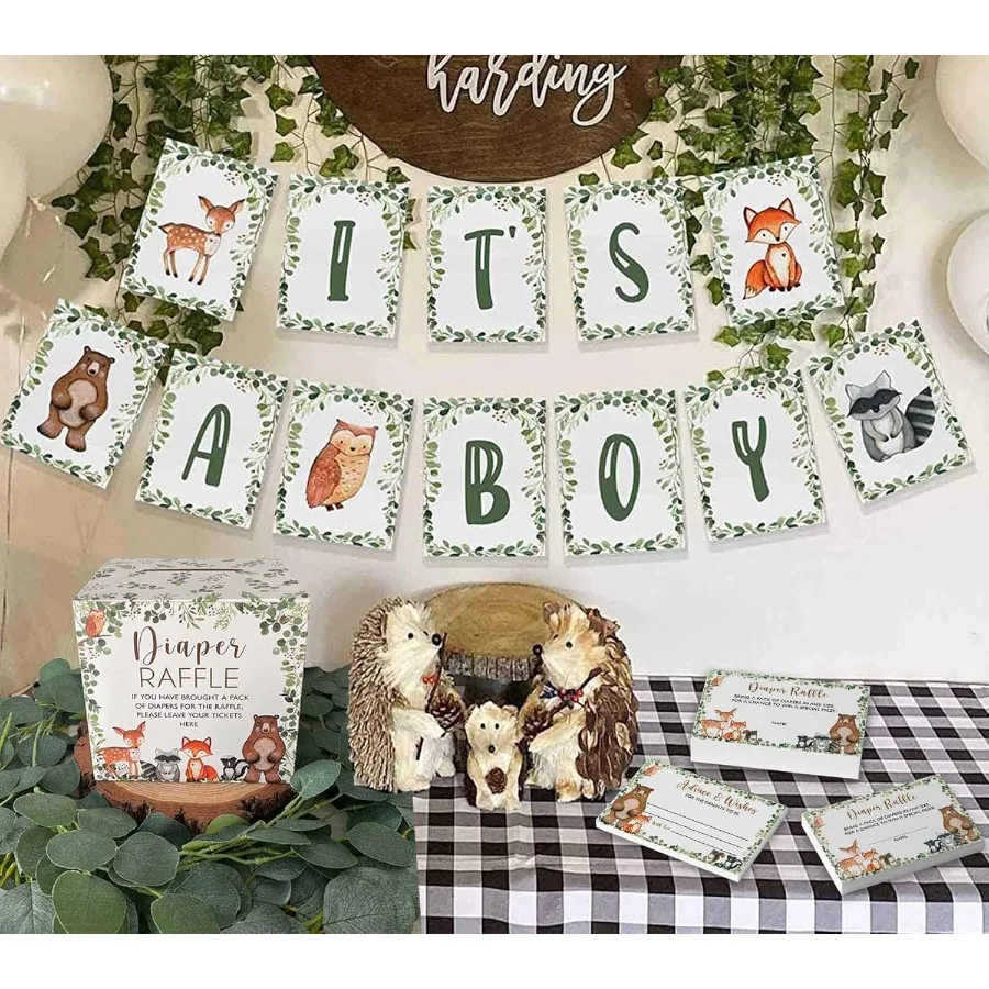 Bosluier Loterij Tickets en Babyadvies Bos Bos Baby Douche Luier Loterij Speldoos Tickets Luier Loterij Ticket