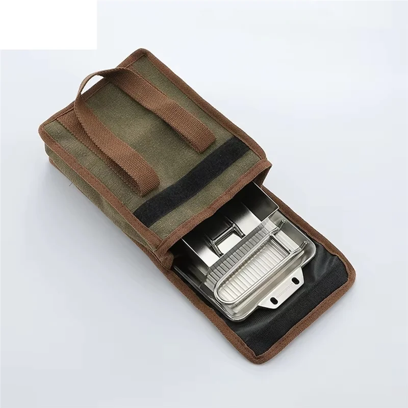 

A48F-Portable Stainless Steel Camping Cookware, Thickened Frying Pan With Detachable Handle For Picnic And Steak Cooking