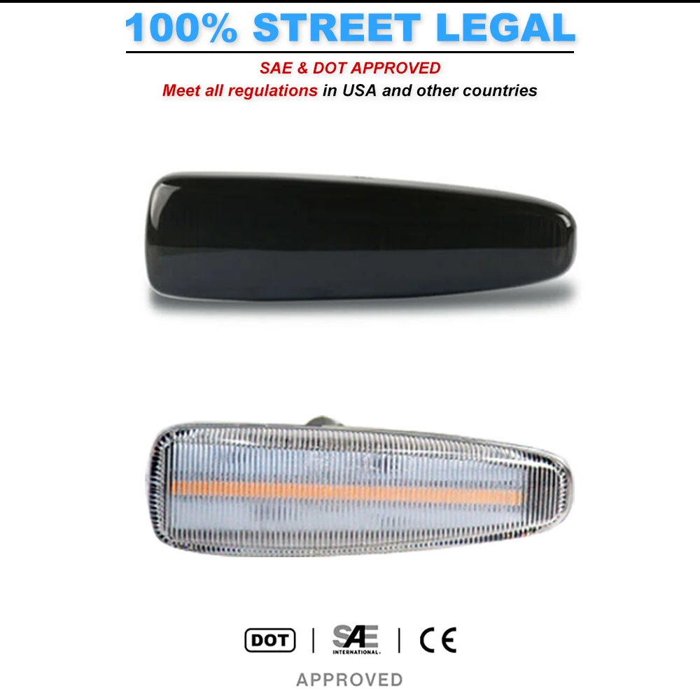 2pcs iJDM Sequential Blink Amber/White LED Front Side Marker Light For Mitsubishi Lancer Evo X Mirage Outlander Sport
