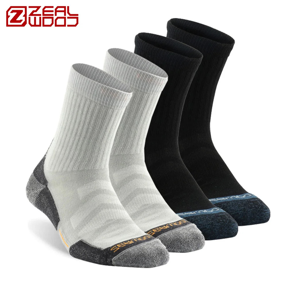 ZEALWOOD-Calcetines de algodón antibacterianos para hombre y mujer, medias transpirables que absorben la humedad, cojín No visible, para senderismo,