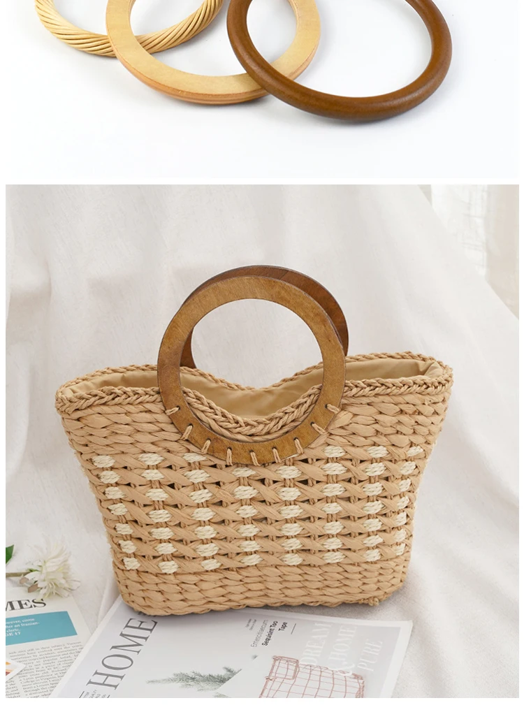 1/2Pc Round D-shaped Wooden Bag Handle Metal Ring Handbag Handles Replacement DIY Purse Luggage Handcrafted Accessories for Bags
