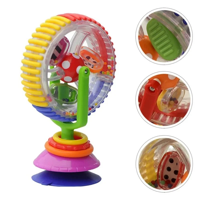 Rotierende Riesenrad-Rassel für Babys mit Saugnapf, Rasselspielzeug für die frühe Entwicklung, lustiges Fütterungsspielzeug für Babys und Kleinkinder