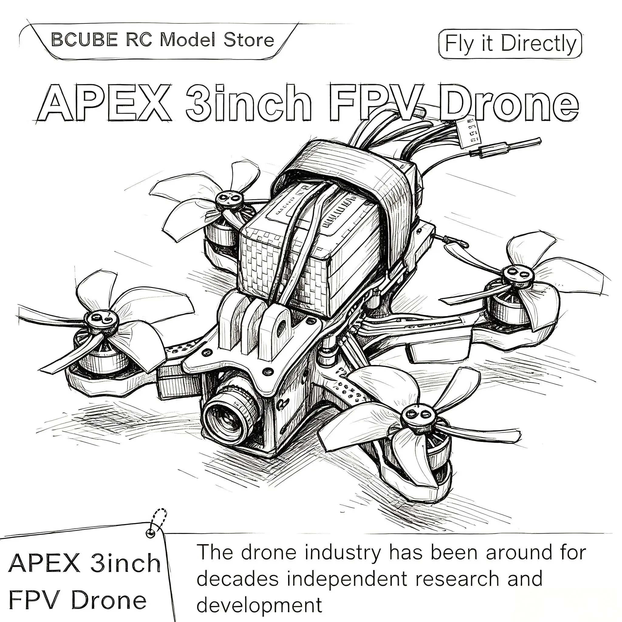 B-CUBE APEX 3inch FPV Drone Frame Kit Carbon Fiber Racing Drone Quadcopter INAV Beatflight F722 F745 Ardupilot Flight Control