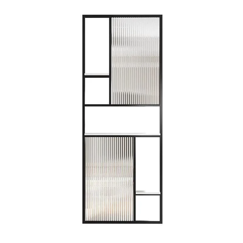 Modern Fluted Glass Half Wall Partition for Bathroom Dry Wet Separation Living Room Entrance Divider Washbasin Screen