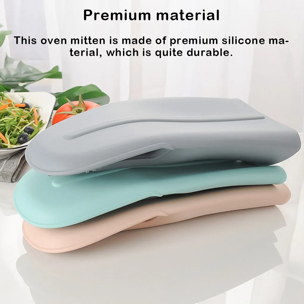 

Oven Mitten Grill Mitts Cooking Gloves Silicone Safety Non-slippery Bowl Professional ple Operation Washable Green