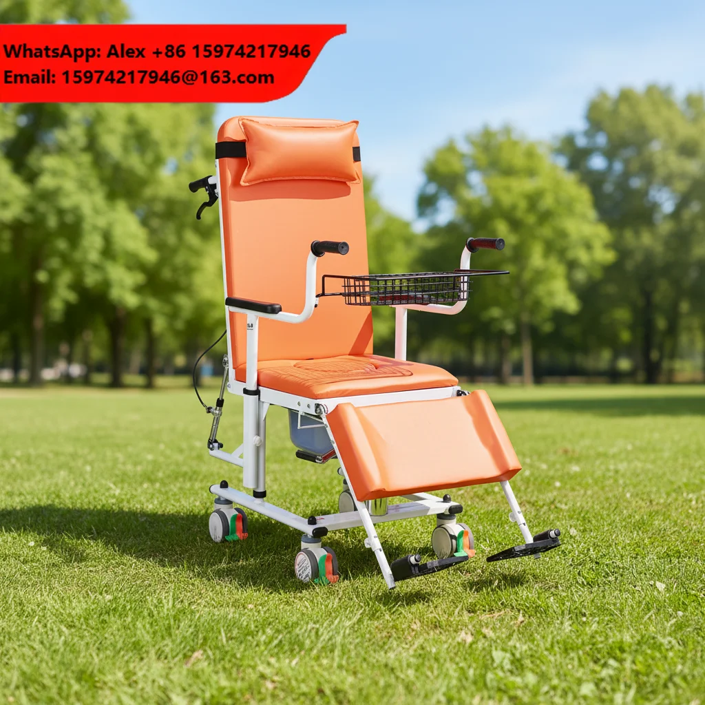 WCHT 180 Degree Reclining Patient Transfer Lifting Chair Lightweight 250kg Capacity Foldable Portable Bathroom Safety Equipment