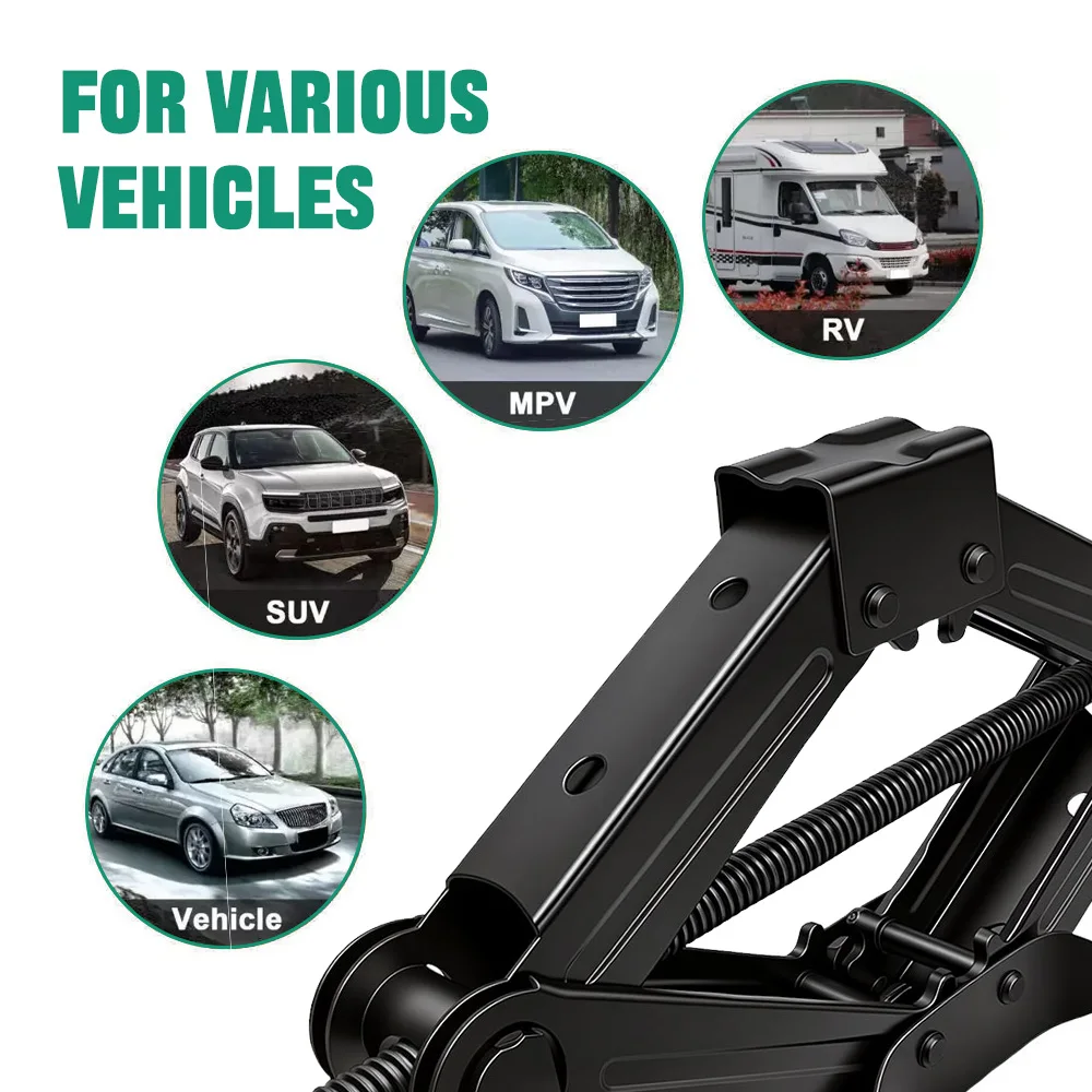 Mechanical Manual Scissor Jacks With Stabilizer Base & Ratchet Wrench For Car/SUV Tire Replacement And Emergency Roadside Repair