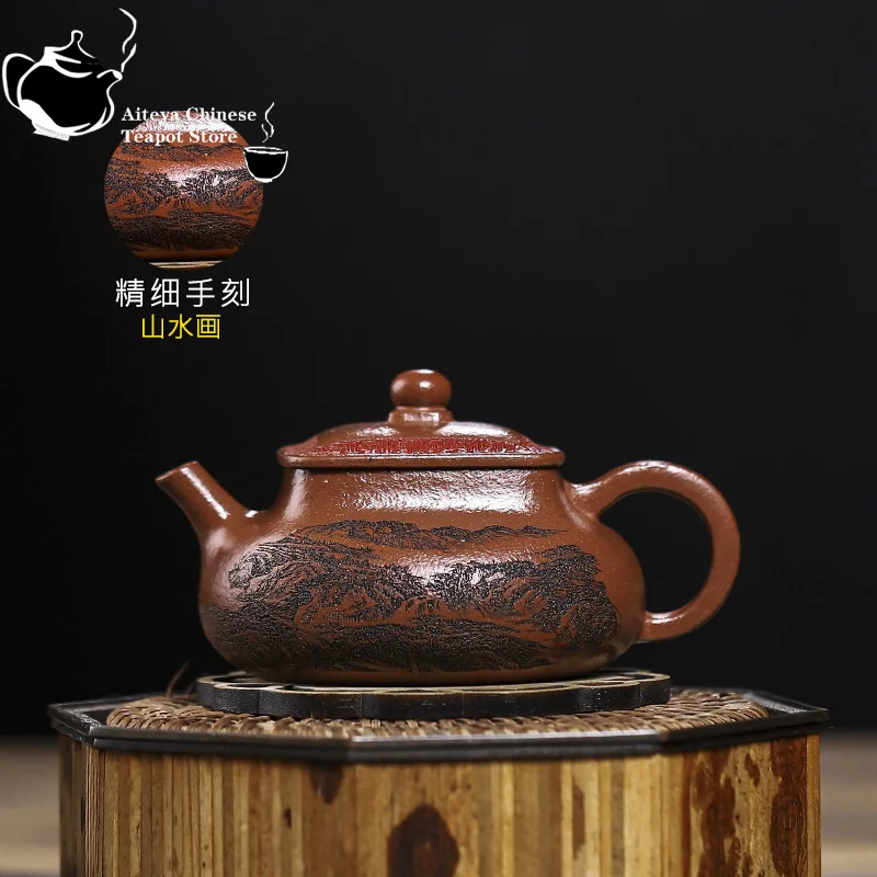 Yixing-Handmade Purple Clay Pot Collection, Red Descending Slope, Hundred Blessings and Exquisite Kung Fu Tea Set, Tea Pot