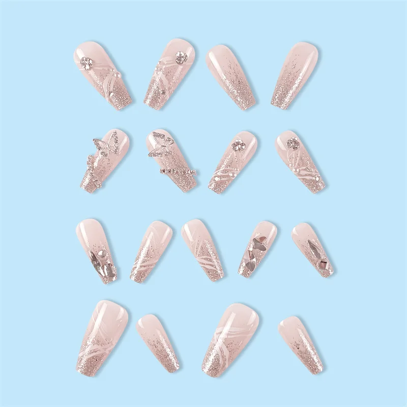 Dazzling Popping Butterfly Press On Nails Removable Fake Nails