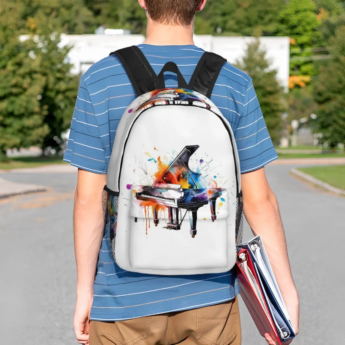 Colorful Piano Graffiti Theme Backpack Student BookBag Children School Bag Laptop Shoulder Bags for Boys Girls