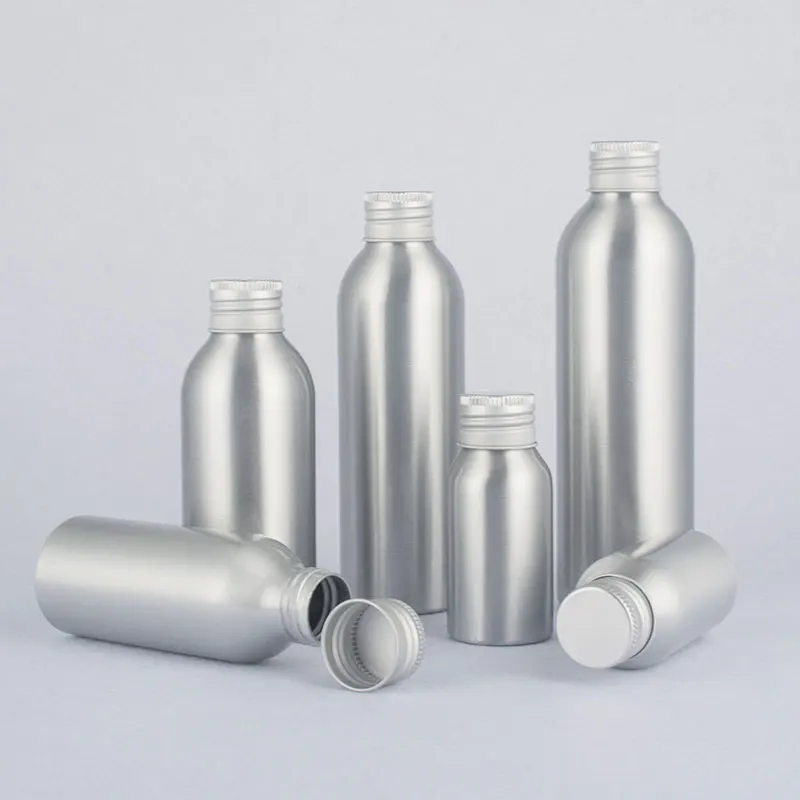 24pcs 30mlSilver Aluminum Bottle With Screw Cap 250mlMetal Storage Cosmetic Package Container For Essential Oil Perfume Spa Oil