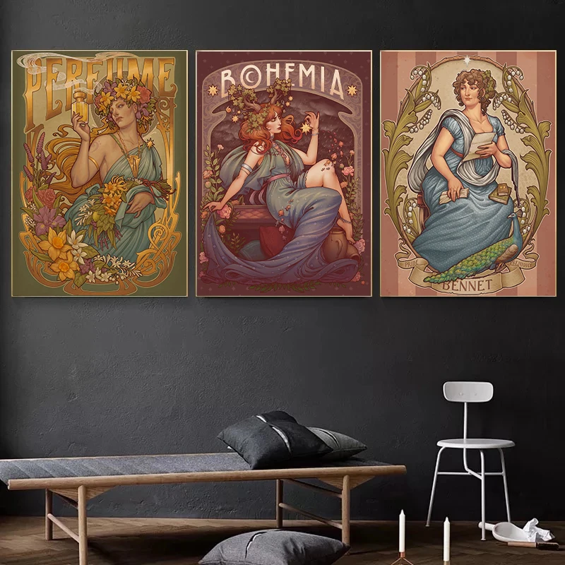 Renaissance Style Posters and Pictures Goddess Vampire Mermaid Demon Canvas Paintings Roman Sculpture Characters Home Decor