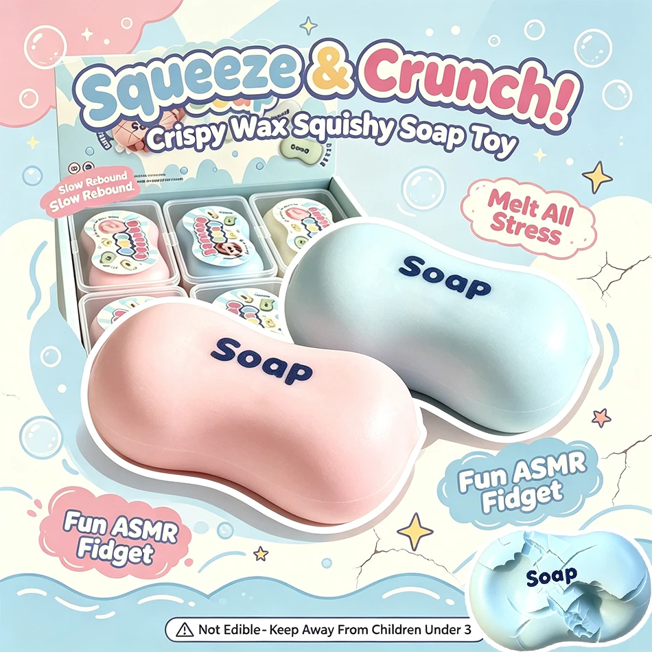Wax Coated Crunchy Soap Squeeze Toy Crispy Sound Sensory Stress Relief Soap Ball Slow Rising Squishy Finger Relax ASMR Fidget