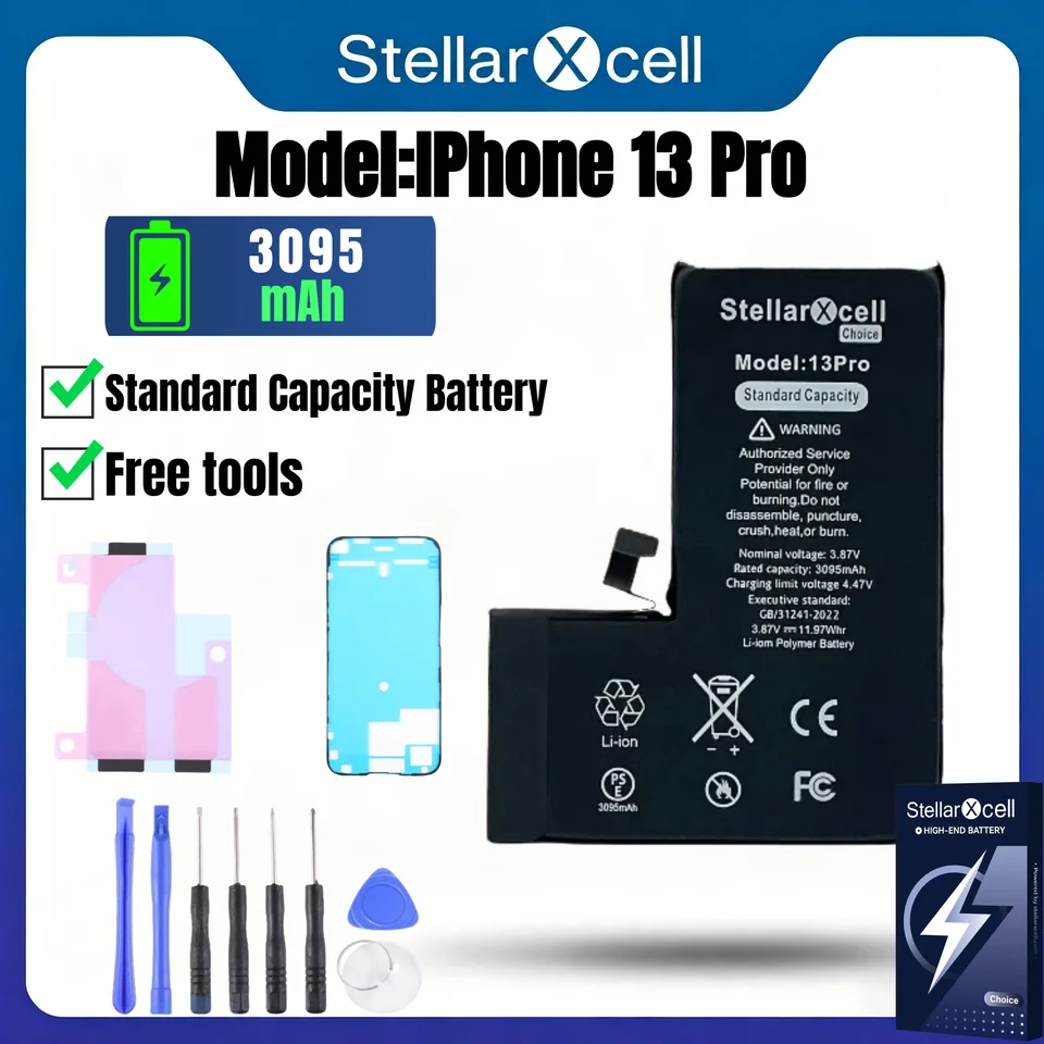 Batería para iPhone 13, 13 Pro, 13 Mini, 13 Pro Max, capacidad estándar, calidad estándar, incluye herramientas gratis, 0 ciclos, muestra 100% salud 2